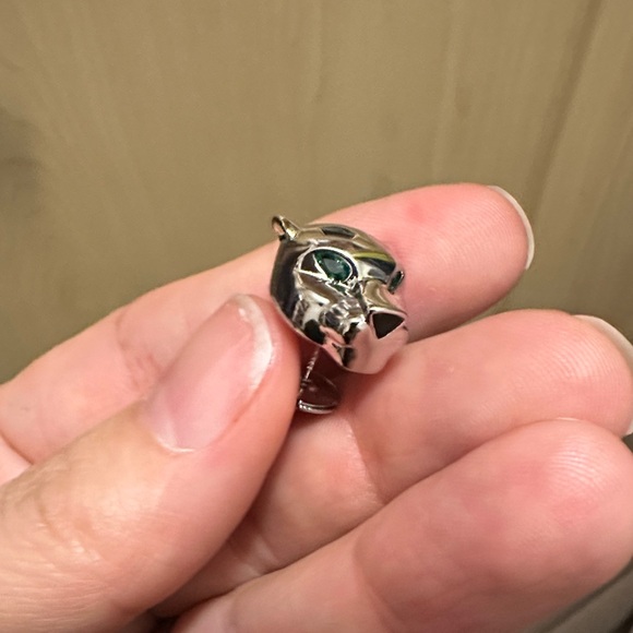 Silver color Panther Stud Earrings - Picture 2 of 3